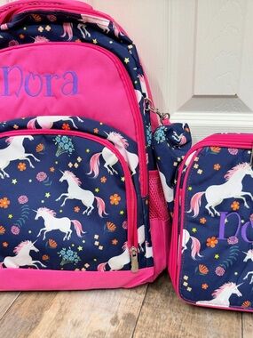 ALREADY PERSONALIZED WITH NAME - NORA

Pink Navy Unicorn Backpack Lunch Bag Set